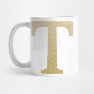 The Letter T Gold Metallic Design Mug